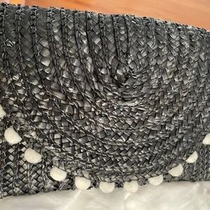 NEW Authentic Wicker Purse Handbag Clutch Pompoms Spring Cruises, Church, Garden